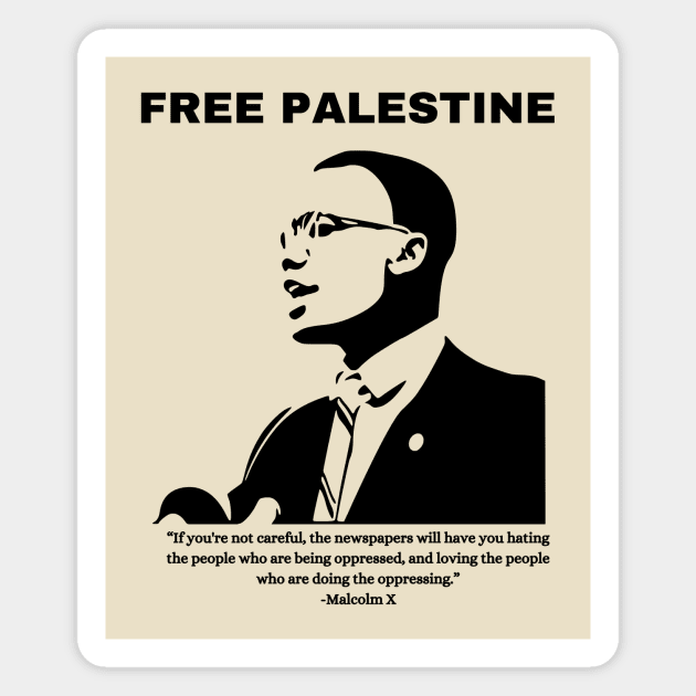 Free Palestine Malcolm X Gaza Magnet by QuirkyQuest Creations